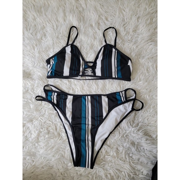 Other - Printed blue strip bikini set XXL